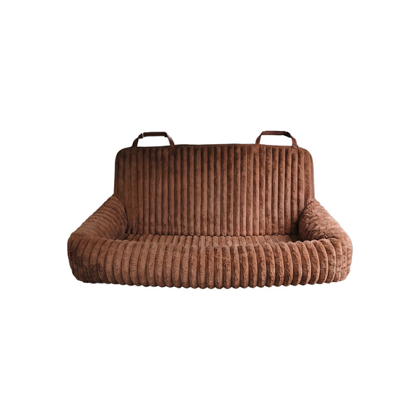 RoadCradle Ribbed Plush Dog Car Seat Bed - Brown