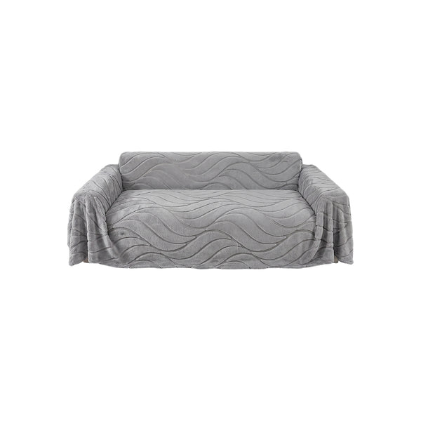VelloDrape Soft Plush Sofa Throw - Grey
