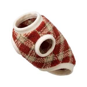 TartanHug Plush Dog Jumper in Red - white background