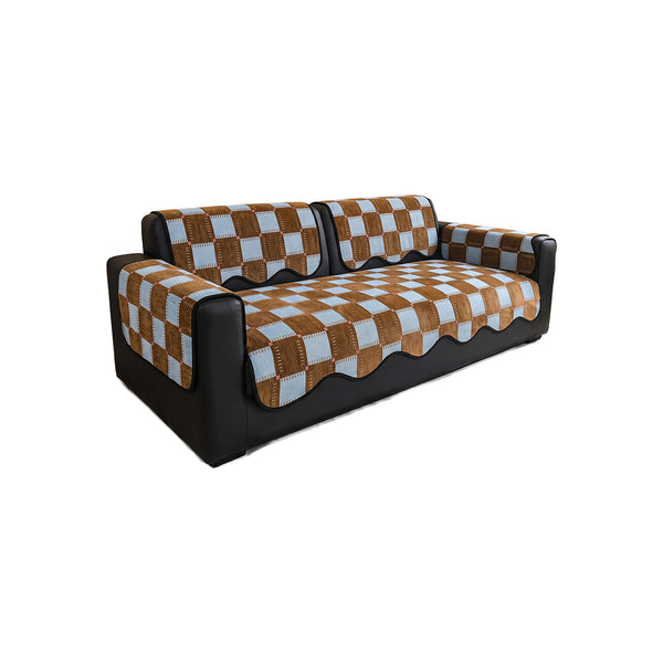 PlaidPop Chenille Sofa Cover - Brown