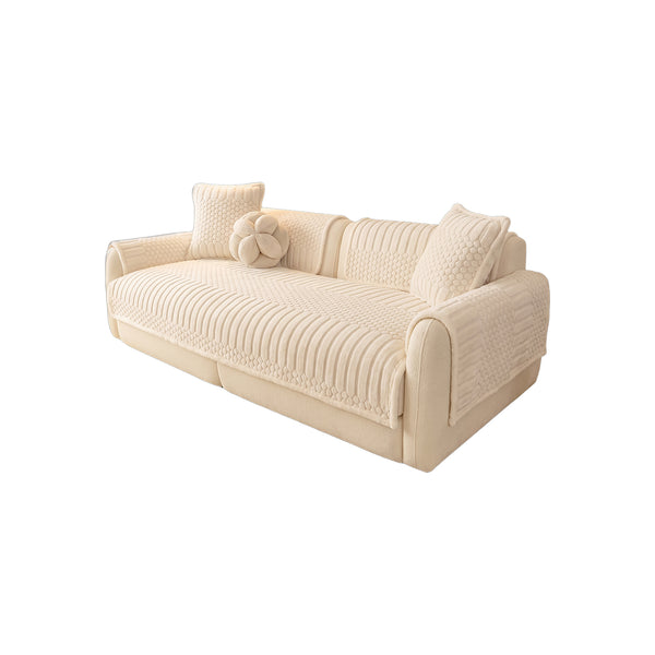 BubbleRib Plush Sofa Cover - White