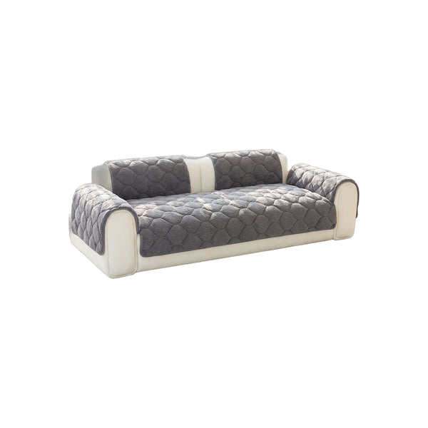 SherpaMist Thick Sherpa Sofa Cover - Dark Grey