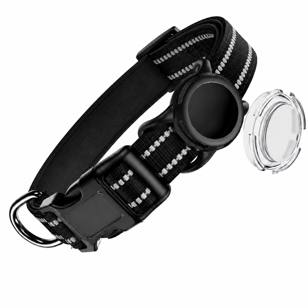 TrackMora Reflective Dog Collar with AirTag Holder
