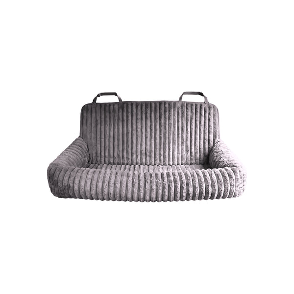 RoadCradle Ribbed Plush Dog Car Seat Bed - Grey
