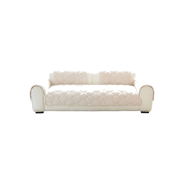 SherpaMist Thick Sherpa Sofa Cover - White