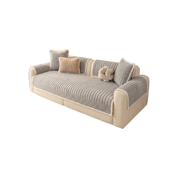 BubbleRib Plush Sofa Cover - Grey
