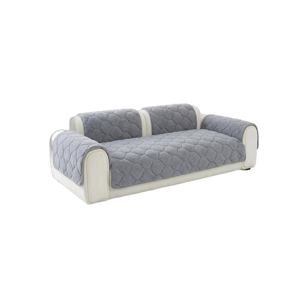 SherpaMist Thick Sherpa Sofa Cover - Light Grey