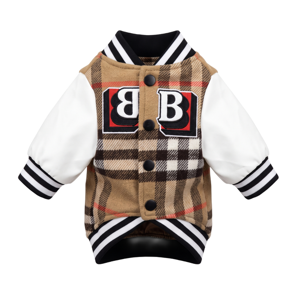 PlaidSlugger Sporty Baseball Dog Jacket in Fleece baseball jacket - white background