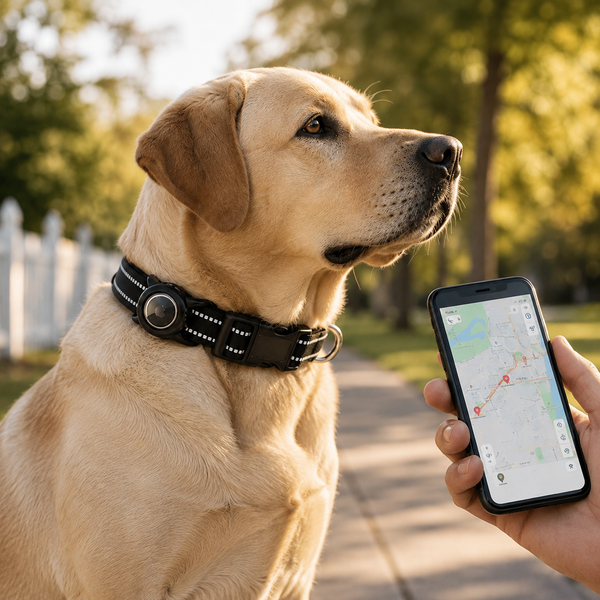 TrackMora Reflective Dog Collar with AirTag Holder