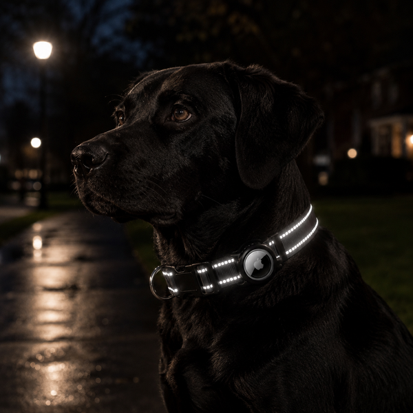 TrackMora Reflective Dog Collar with AirTag Holder