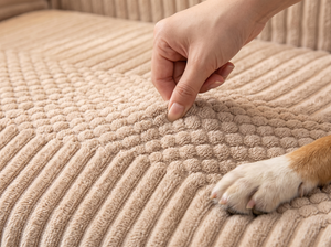 Close up of the BubbleRib ribbed stripe and raised bubble plush texture