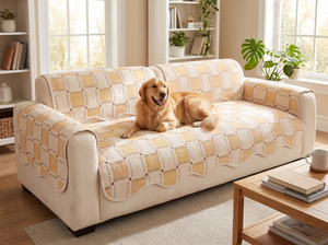PlaidPop Chenille Sofa Cover in a cozy home setting