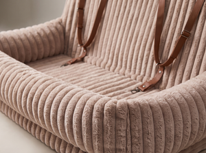 Close up detail of the RoadCradle Ribbed Plush Dog Car Seat Bed