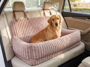 RoadCradle Ribbed Plush Dog Car Seat Bed in everyday use