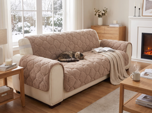 SherpaMist Thick Sherpa Sofa Cover in everyday use