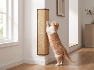 CornerClaw Faux Sisal Cat Scratcher in everyday use