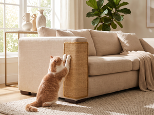 CornerClaw Faux Sisal Cat Scratcher lifestyle photo