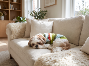 StripeCollar Knitted Dog Jumper in everyday use