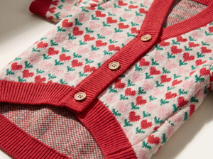 HeartIsle Fair Isle Dog Cardigan detail close up
