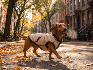 SuedeDash Retro Dachshund Dog Vest lifestyle photo