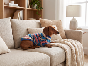 MesaFleece Geometric Dog Sweater in everyday use