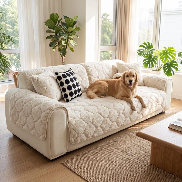 SherpaMist - White, with a dog