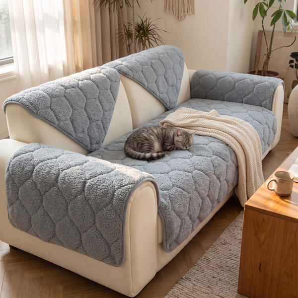 SherpaMist - Light Grey, with a cat