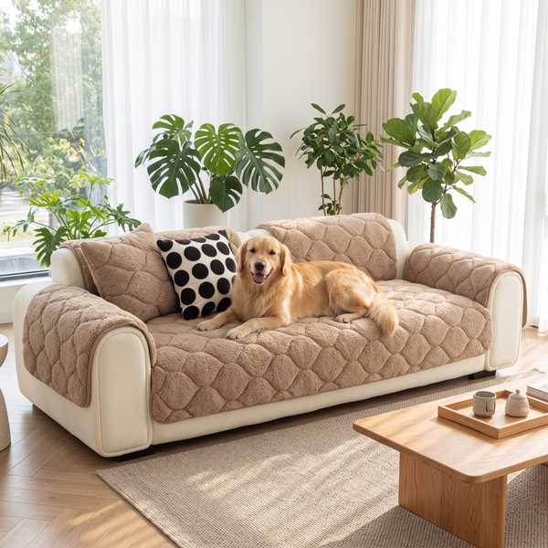 SherpaMist - Cream, with a dog