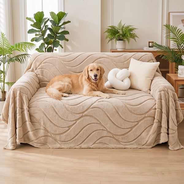 VelloDrape - Khaki, with a dog