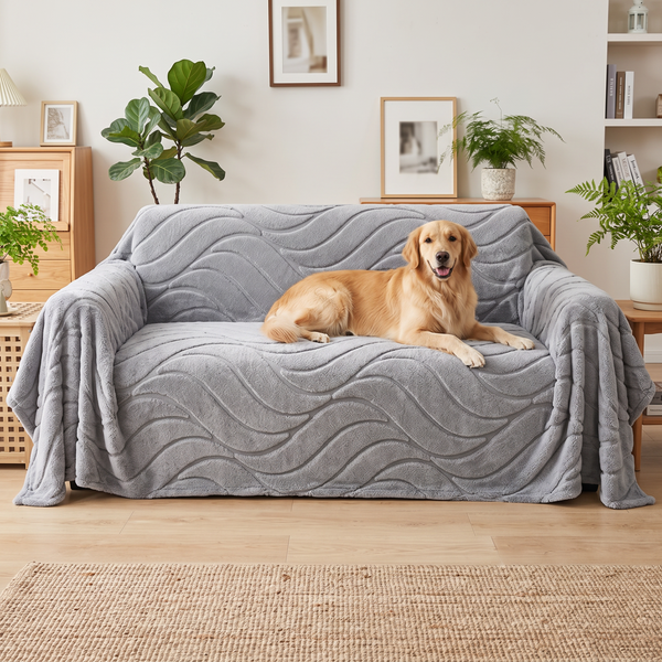 VelloDrape - Grey, with a dog