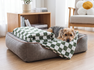 PlaidPetal Flannel Pet Blanket in everyday use