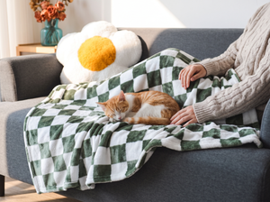 PlaidPetal Flannel Pet Blanket lifestyle photo