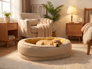 HugRing Orthopaedic Donut Dog Bed lifestyle photo