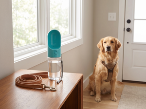 TrailGulp Push Lock Dog Water Bottle in everyday use