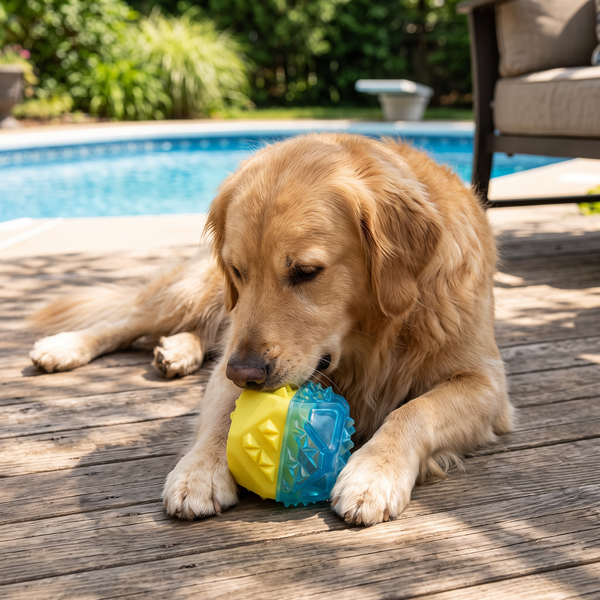 SplashChill Floating Dog Chew Toy Ice in use
