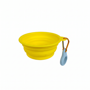 TrailFold Collapsible Dog Bowl Yellow on white background