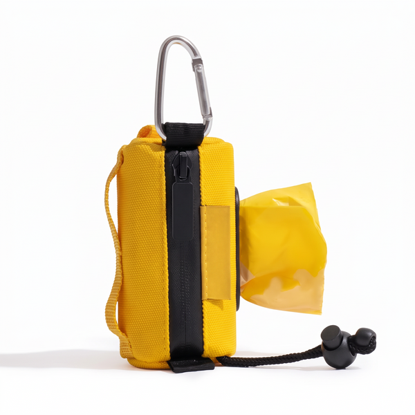 ClipTidy Waterproof Poop Bag Dispenser Yellow on white background