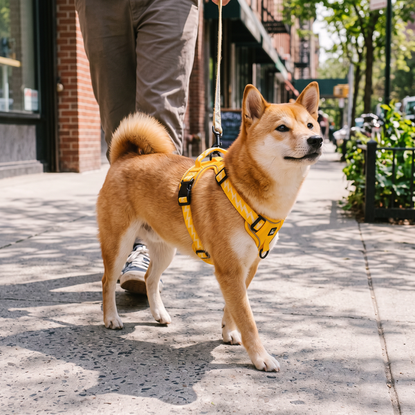 TrailFlex Reflective Dog Harness Yellow in use
