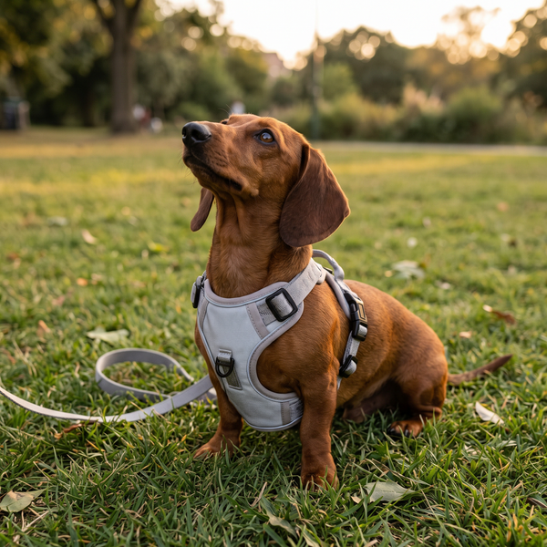 TrailFlex Reflective Dog Harness Gray in use