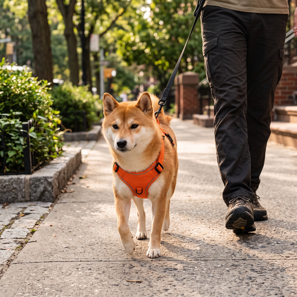 TrailFlex Reflective Dog Harness Orange in use