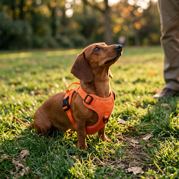 TrailFlex Reflective Dog Harness Orange in use