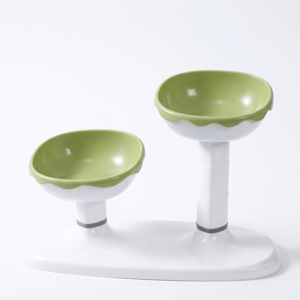 LiftDuo Raised Double Pet Bowl - Green