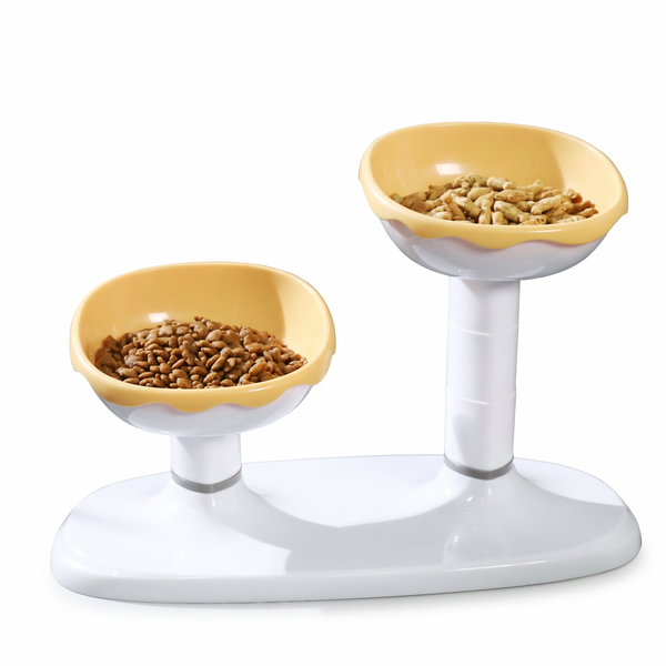 LiftDuo Raised Double Pet Bowl - Yellow