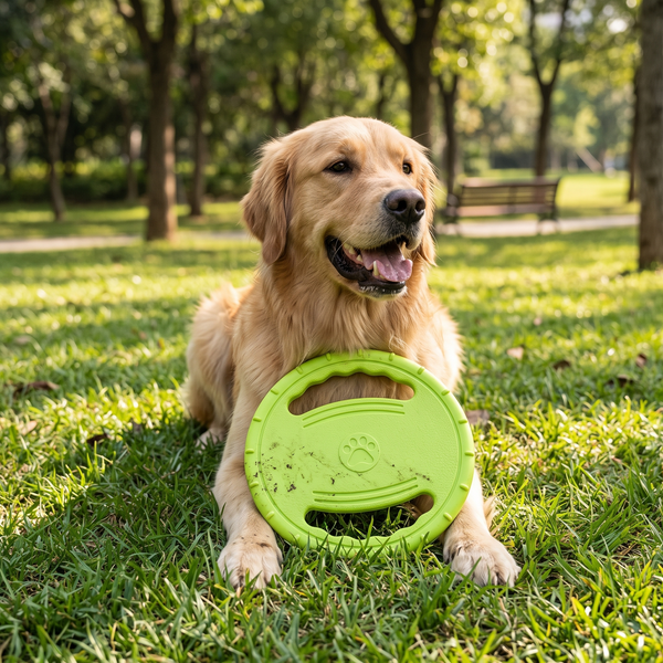 WheelFling Interactive Dog Flying Disc (Green) in use