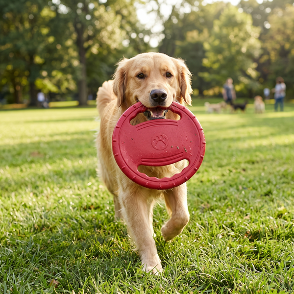 WheelFling Interactive Dog Flying Disc (Red) in use