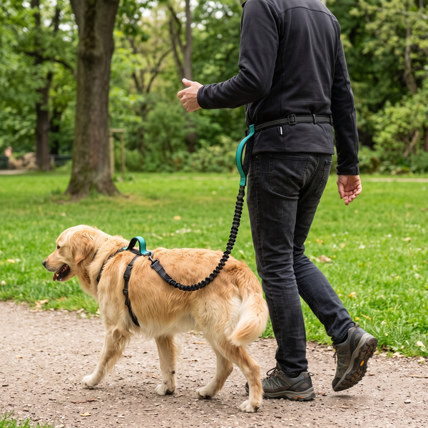 StrideSix 6-in-1 Hands-Free Dog Lead (Aqua Green) in use