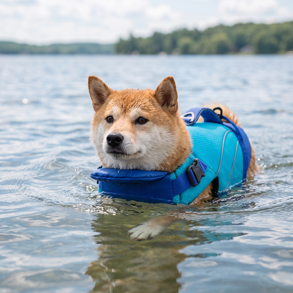 TideBuoy Ripstop Dog Life Jacket in Blue - lake swim