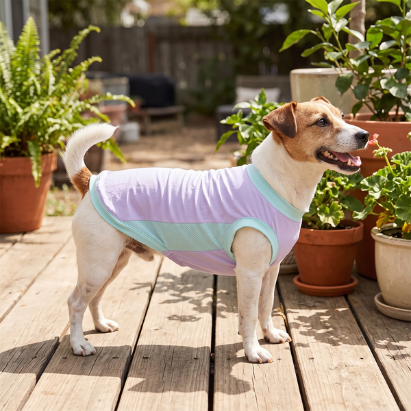 SunWisp Ice Silk Cooling Dog Vest in Purple - lifestyle 1