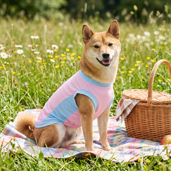 SunWisp Ice Silk Cooling Dog Vest in Pink - lifestyle 2