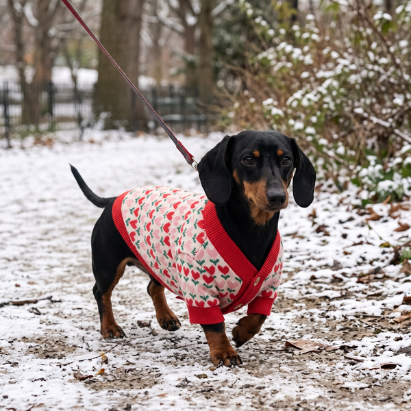 HeartIsle Fair Isle Dog Cardigan in Red - lifestyle 2